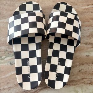 Gianni Bini Monochrome Checkered Slides